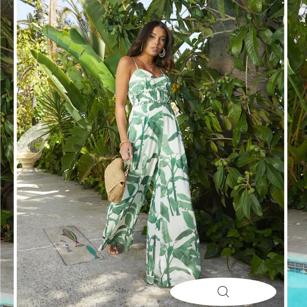 Vici From the Tropics Printed Pocketed Jumpsuit
